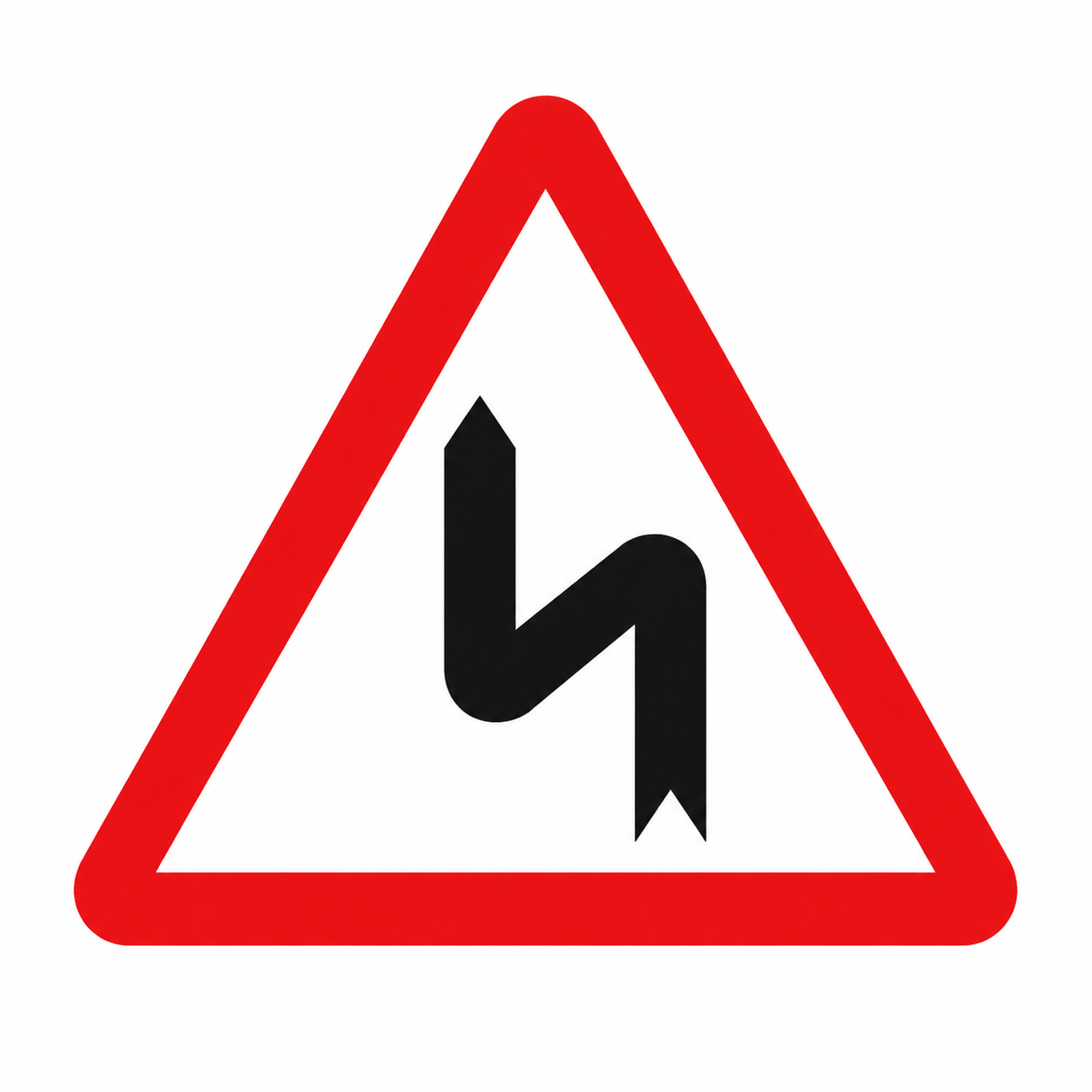 لوحات الخطر: منعرجان خطيران، الأول إلى اليسار (sign-mpcfdnue)